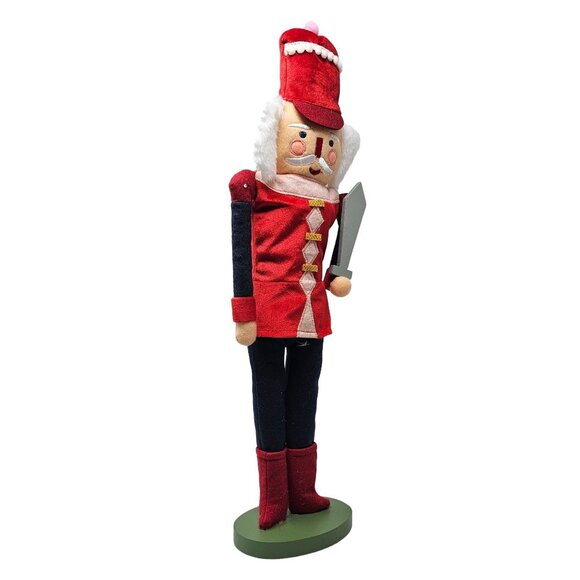 Simple Fabric Red Soldier Christmas 18" Nutcracker with Sword - Picture 3 of 5